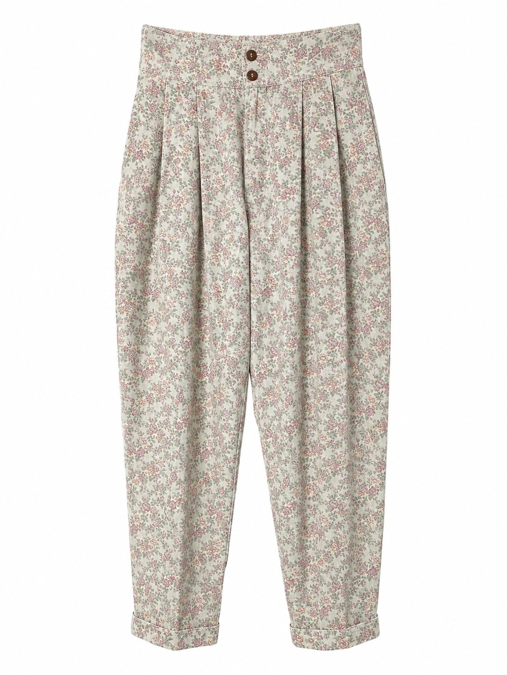 Vintage 90s Floral High Waist Pleated Tapered Pants Cottagecore Size 11